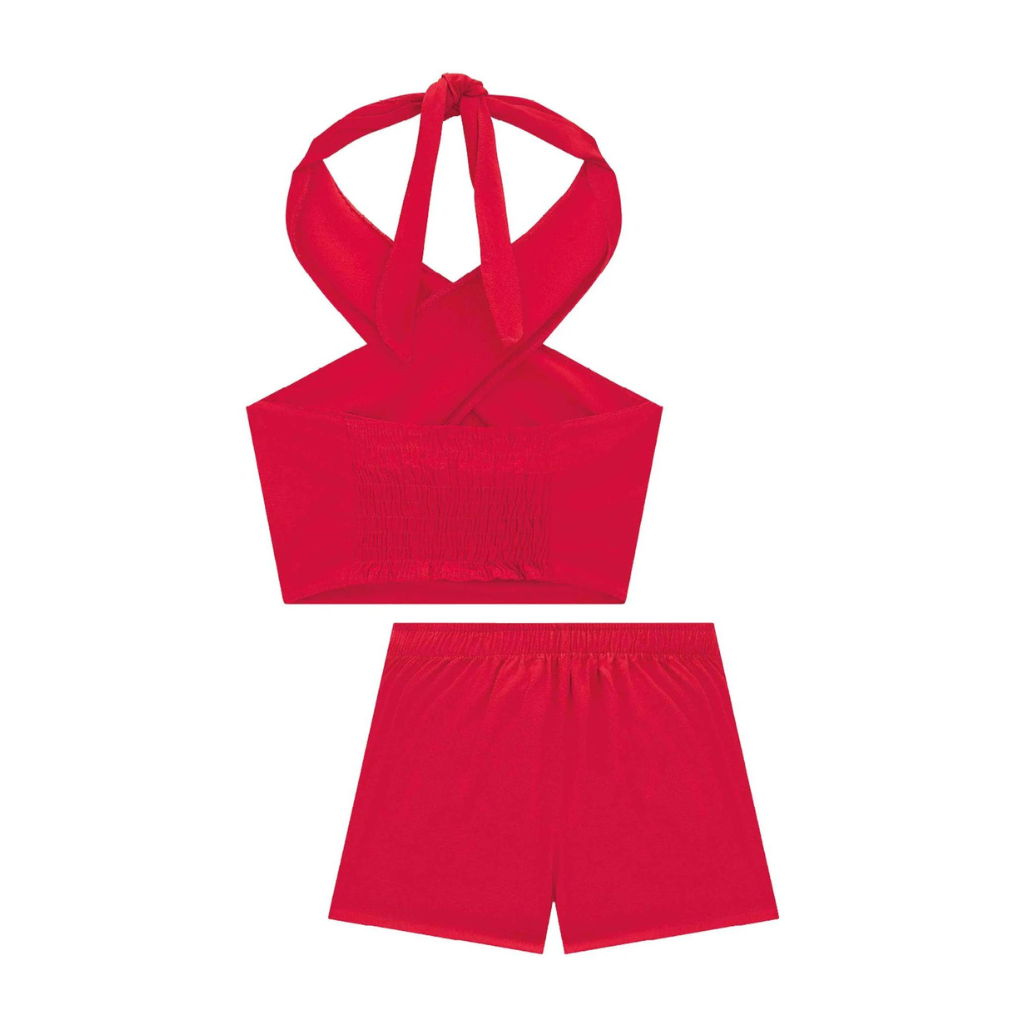 Vic & Vicky Viscose Slub Cropped Top and Shorts