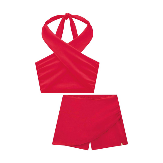 Vic & Vicky Viscose Slub Cropped Top and Shorts