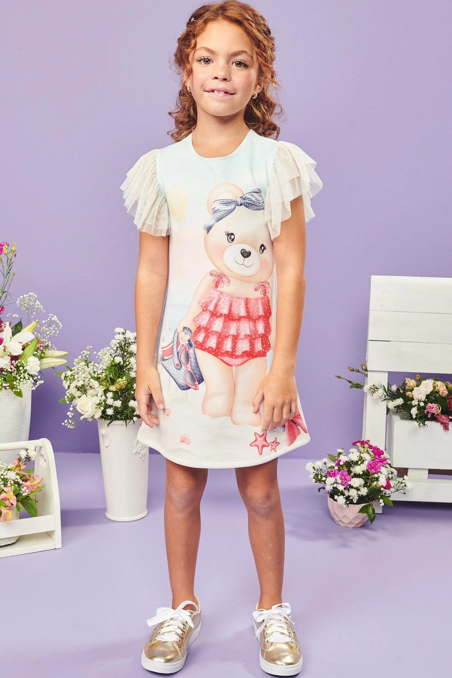 Infanti Ruffled Sleeves Fly Tech Dress