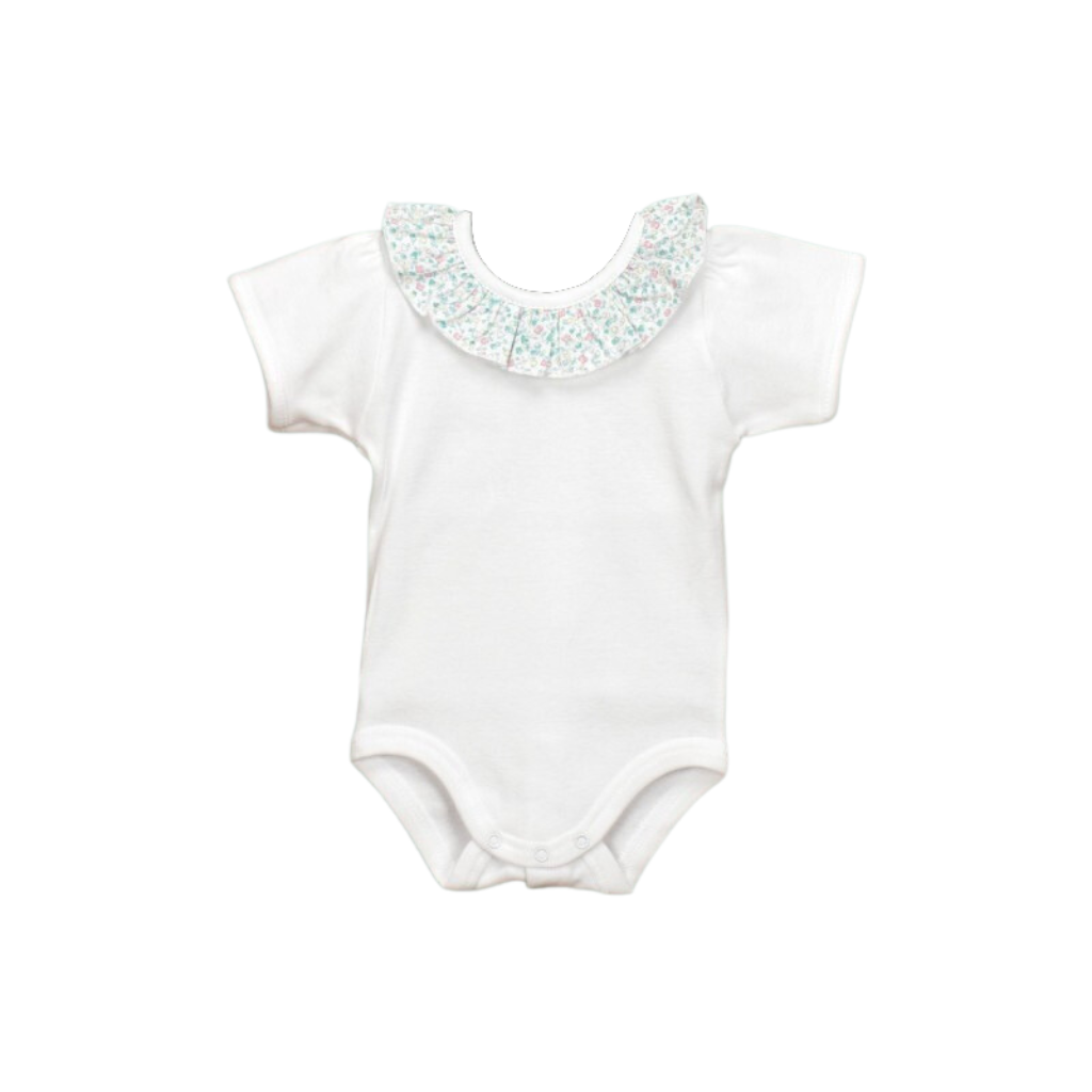 Babidu Ruffle Neck Onesie - Floral Green