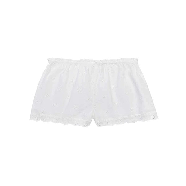 Minoti Hot Pink Flared Sleeveless Blouse and White Shorts With Eyelet Hem