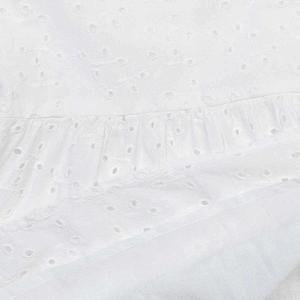 Minoti Sleeveless White Cotton Dress With Frill Details