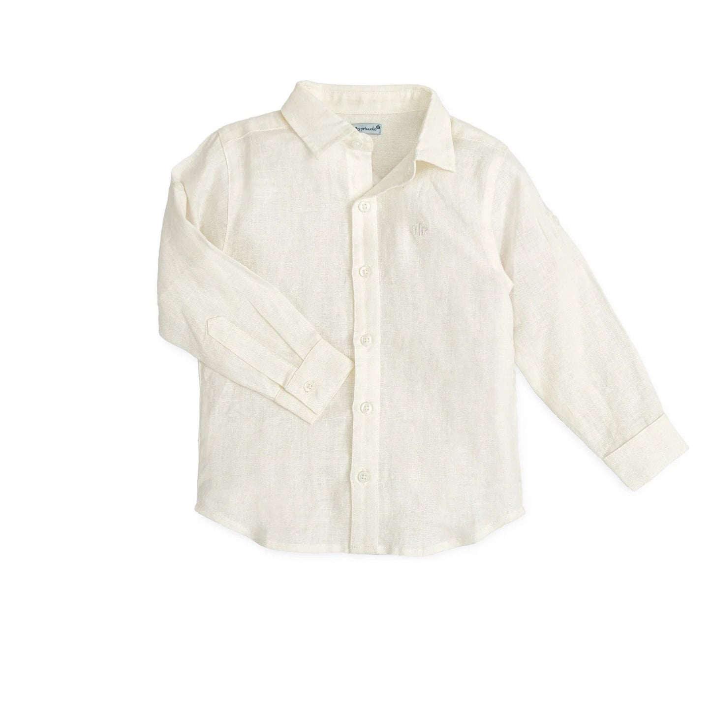 Tutto Piccolo Camisa Manga Larga Blanco Químico with Bermuda Shorts - Porcelain Blue