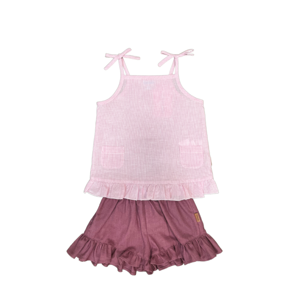 Cocote Baby & Kids Conjunto Blusa Tirantes Rosa y Pantalón Corto