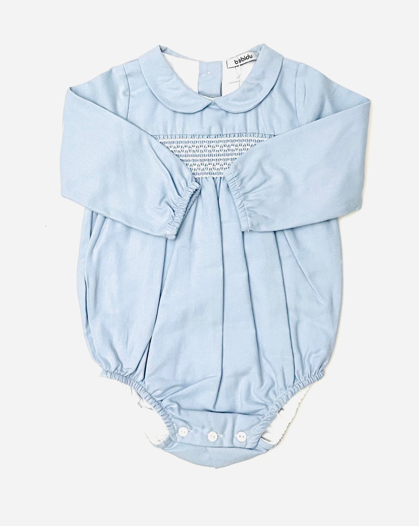 Babidu Bombacho Forrado Con Bordado Azul Celeste