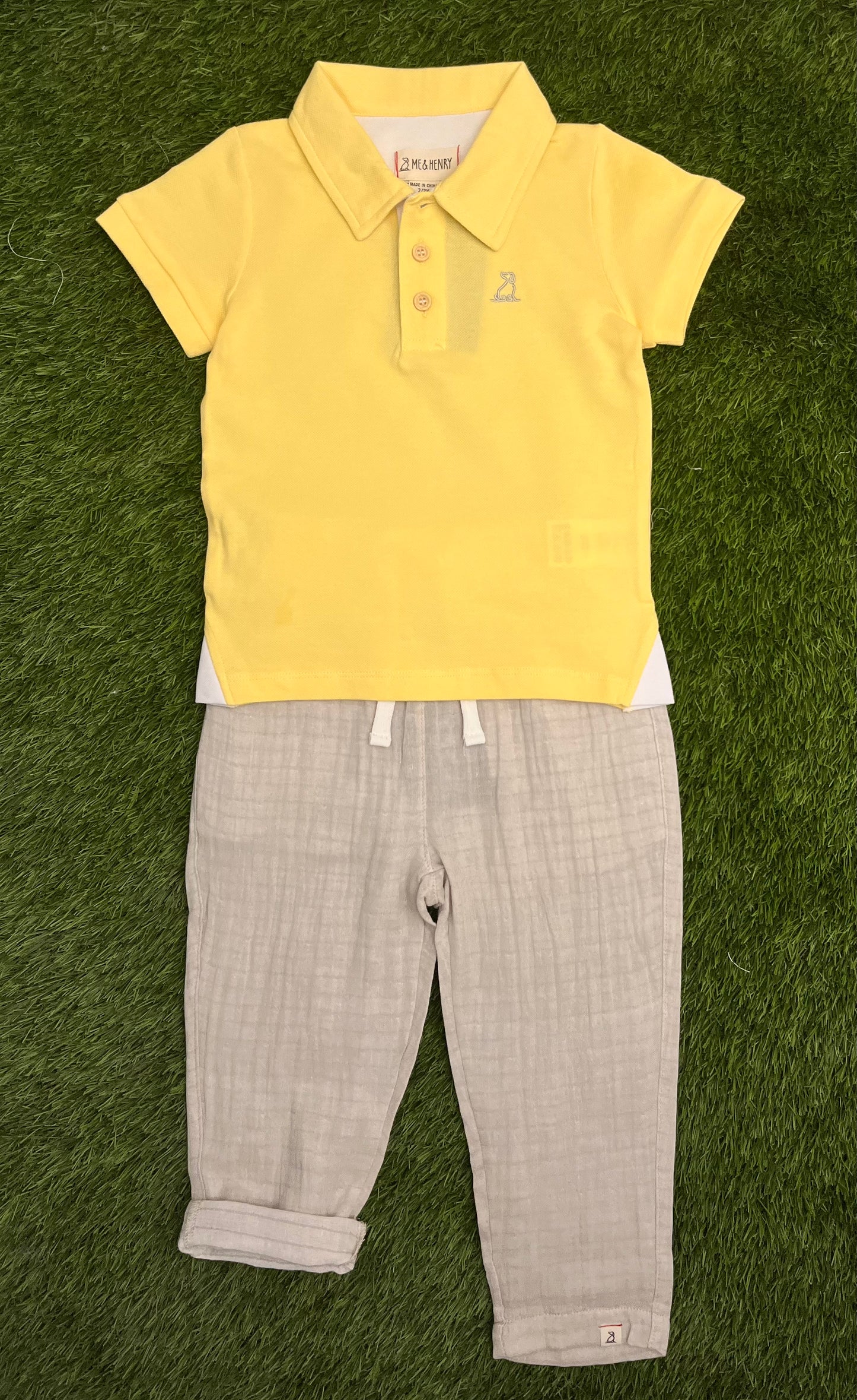 Me & Henry Starboard Polo Yellow with Beige Bosun Gauze Pants