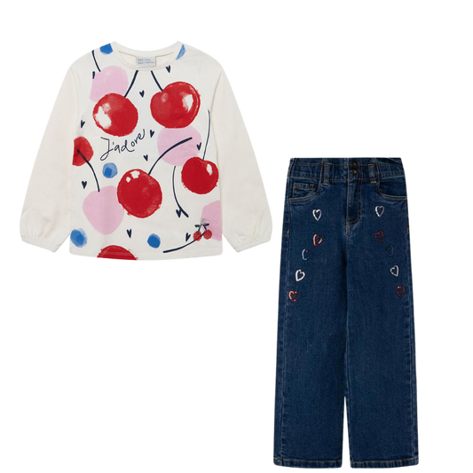 TucTuc J’Adore Le Milkshake Set de Camisa Manga Larga Y Mahón