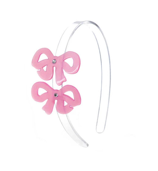 Lilies & Roses Bow Fany Double Satin Pink Headband