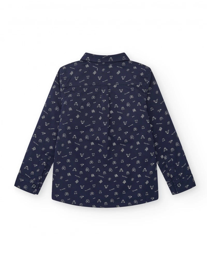 TucTuc NK Conjunto de Camisa Azul con Estampado de Iconos para Niño Colección Pet Friendly Town Ref. KB07B601N1