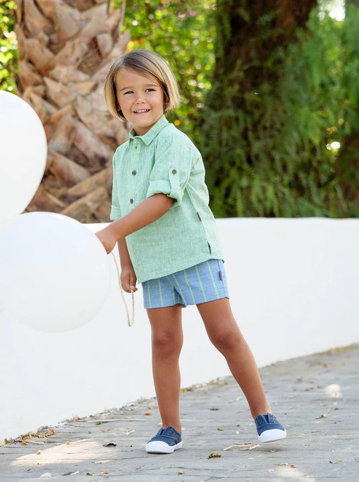 Cocote Baby & Kids Conjunto Rayas Denim Y Verde