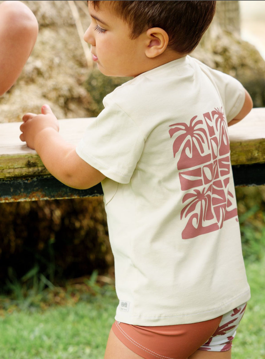 José Varón Verano Bañador Bermudas y Camiseta Palmeras Niño