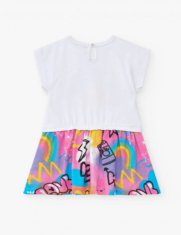 Tuc Tuc Vestido para niña en rosa con arcoíris y falda fluida