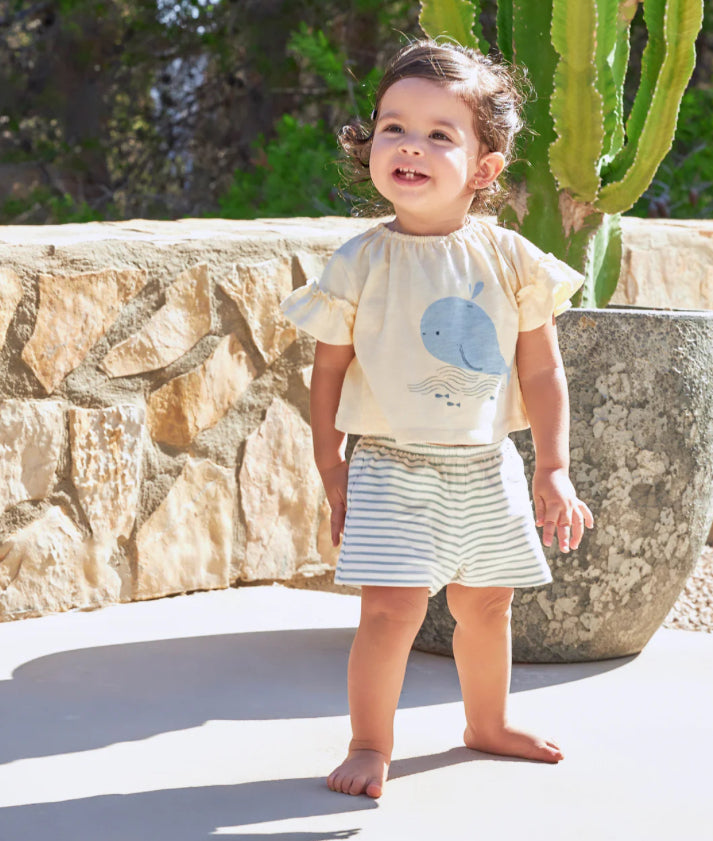 Tutto Piccolo Conjunto Camiseta Y Short Punto Ballena Amarillo