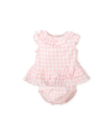TUTTO PICCOLO VESTIDO CON BRAGUITA CUADROS ROSA BEBÉ