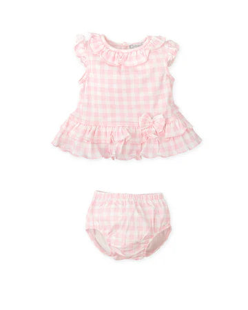 TUTTO PICCOLO VESTIDO CON BRAGUITA CUADROS ROSA BEBÉ