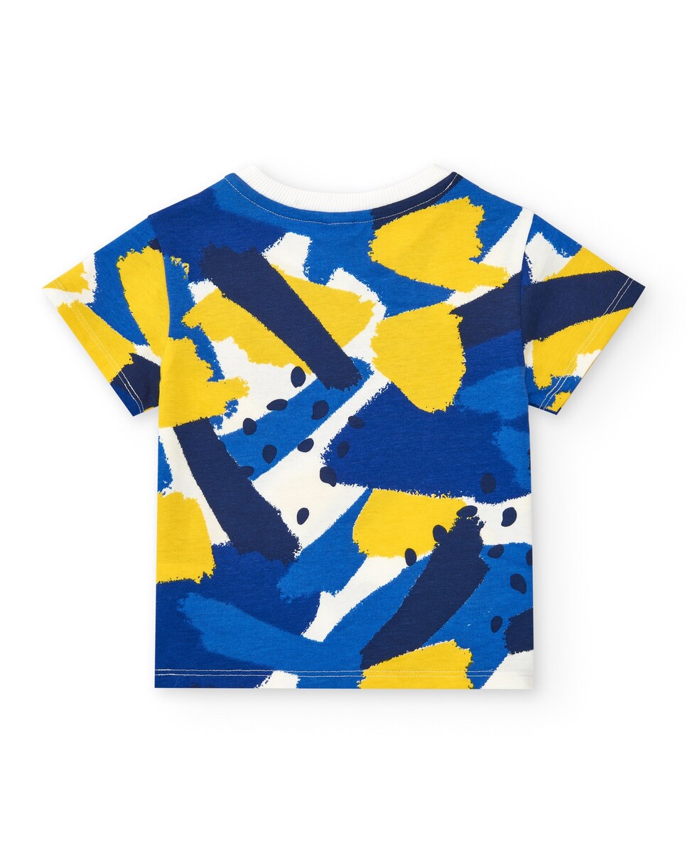 TucTuc Conjunto Camiseta y Bermudas para niño en azul y amarillo. Colección: Hey Buddies