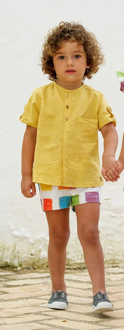 José Varón Conjunto Niño Camisa Menta Pantalón corto multicolor