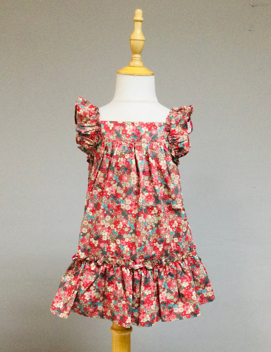 Jilgueritos Kids Red Flower Printed Dress