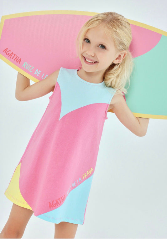 Agatha Ruiz De La Prada Vestido Niña Corazón Punto Liso