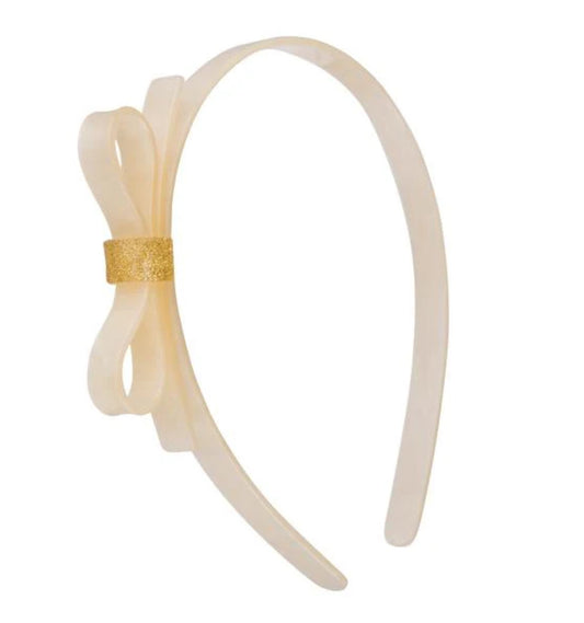 Lilies & Roses HOL- Thin Bow Satin White Headband