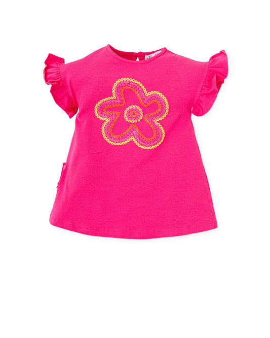 AGATHA RUIZ DE LA PRADA BABY VESTIDO FUCSIA CON FLOR NIÑA
