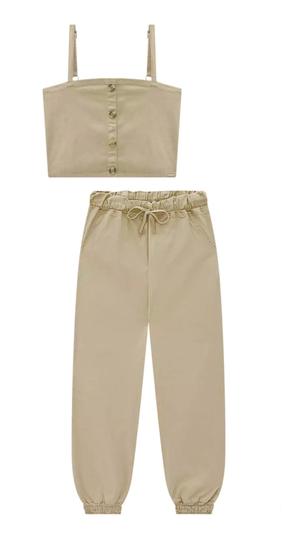 Lilimoon Conjunto Cropped Top And Jogger Beige