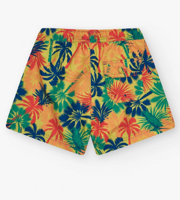 TucTuc NK Bar The Praia Camiseta para niño color blanco con estampado tropical Bañador para niño multicolor con estampado tropical y cintura elástica.