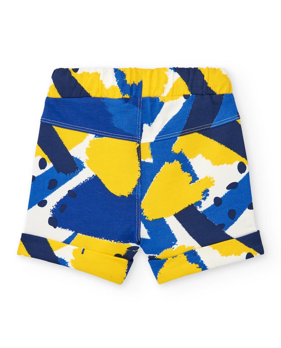 TucTuc Conjunto Camiseta y Bermudas para niño en azul y amarillo. Colección: Hey Buddies