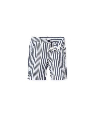 TUTTO PICCOLO CONJUNTO CAMISA LINO AZUL MARINO BERMUDA RAYAS AZUL MARINO