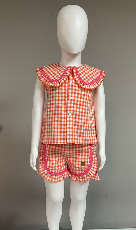José Varón Conjunto Niña Naranja Fucsia