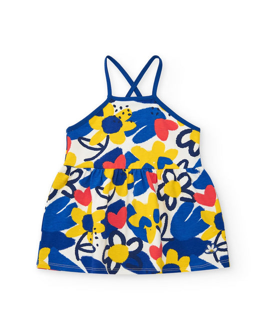Tuc Tuc Vestido de tirantes para niña en azul con flores