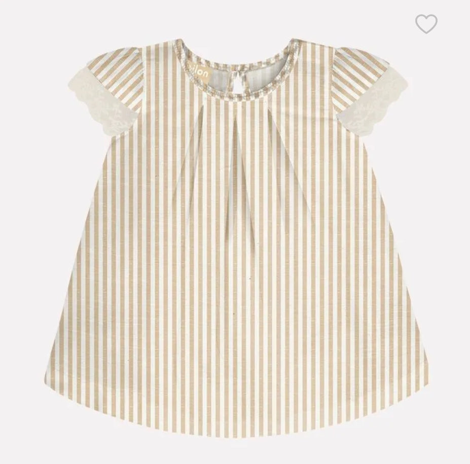Milon Vestido Infantil De Rayas Con Braguita Azul / Vestido Infantil De Rayas Con Braguita Crema Ref. 2000323-6865 Azul, Ref. 2000323-8553 Crema