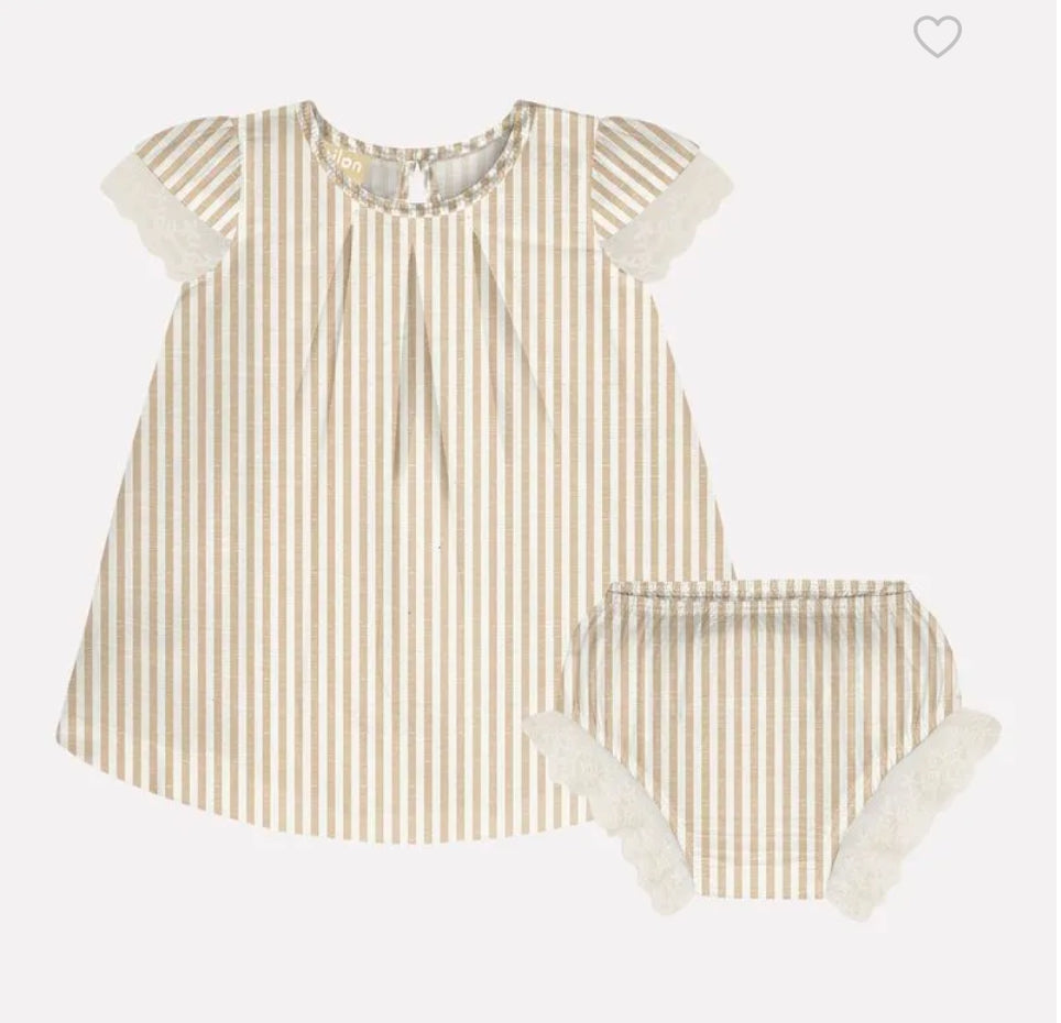 Milon Vestido Infantil De Rayas Con Braguita Azul / Vestido Infantil De Rayas Con Braguita Crema Ref. 2000323-6865 Azul, Ref. 2000323-8553 Crema