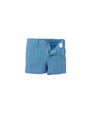 TUTTO PICCOLO CONJUNTO CAMISA CUADROS AGUAMARINA BERMUDA AZUL ATLÁNTICO