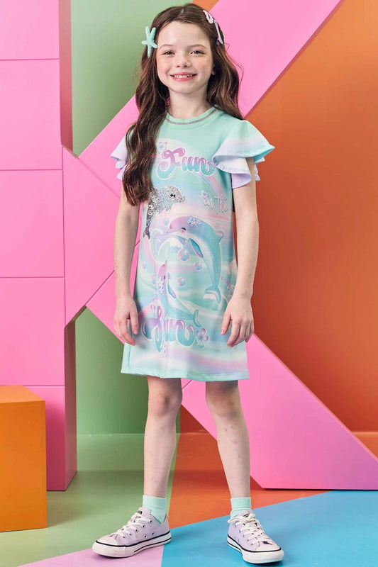 Kukiê Dress In Molecotton With Dolphin Print