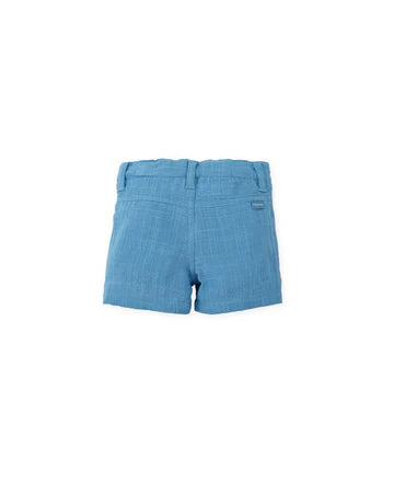 TUTTO PICCOLO CONJUNTO CAMISA CUADROS AGUAMARINA BERMUDA AZUL ATLÁNTICO