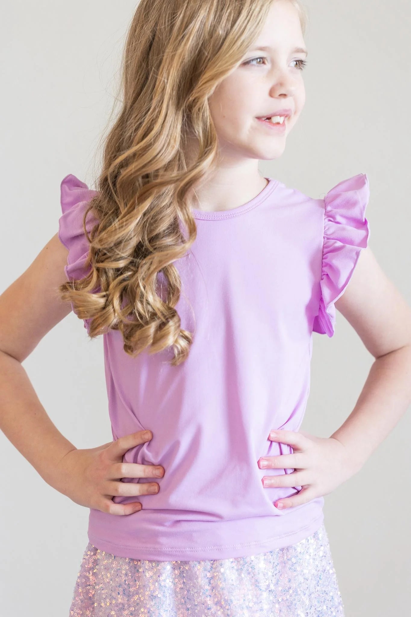 Mila & Rose Bright Lilac Ruffle Shirt and Happy Days Laggings Set
