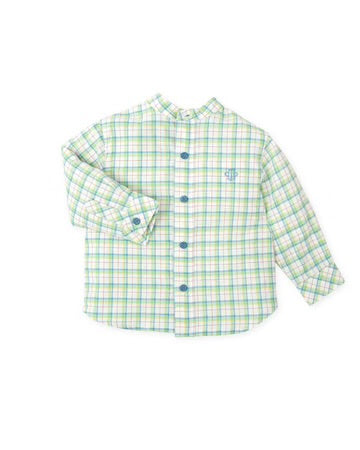 TUTTO PICCOLO CONJUNTO CAMISA CUADROS AGUAMARINA BERMUDA AZUL ATLÁNTICO