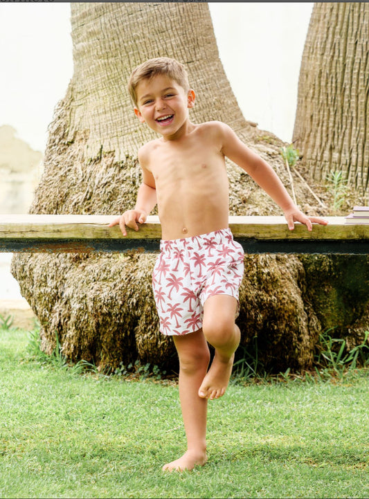 José Varón Verano Bañador Bermudas y Camiseta Palmeras Niño