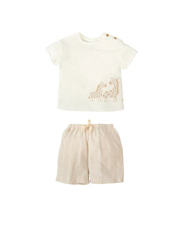 Tutto Piccolo CONJUNTO CAMISETA JIRAFAS Y BERMUDA FIL A FIL