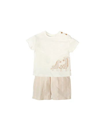 Tutto Piccolo CONJUNTO CAMISETA JIRAFAS Y BERMUDA FIL A FIL