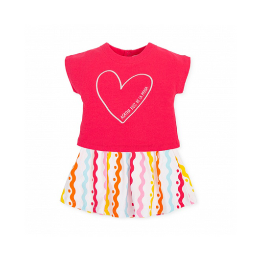 Agatha Ruiz De La Prada Coral Heart T-Shirt and Wave Skirt Set