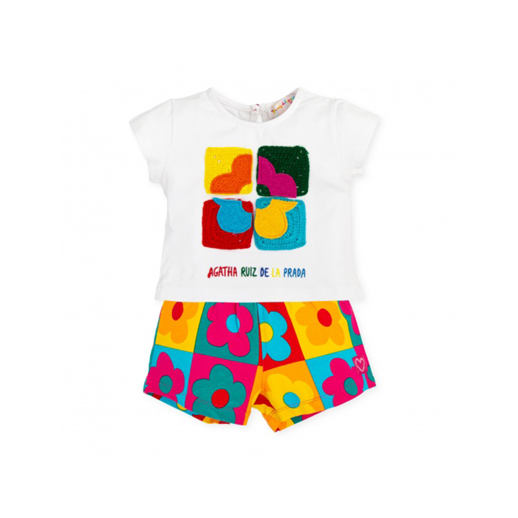 Agatha Ruiz De La Prada Multicolor Flower T-Shirt and Shorts Set