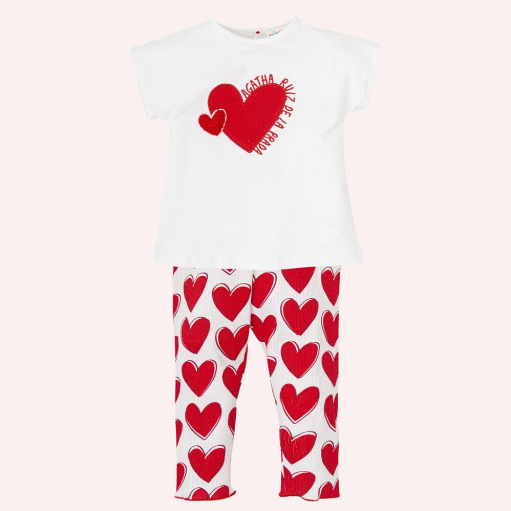 Agatha Ruiz De La Prada Red Hearts Leggings Set