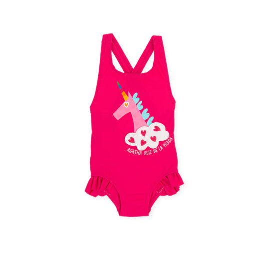 Agatha Ruiz De La Prada Unicorn Bathing Suit - Coral