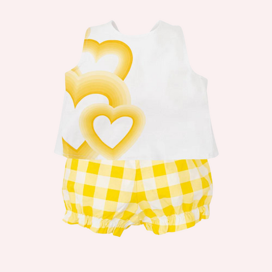 Agatha Ruiz De La Prada Yellow Hearts Vichy 2 Piece Set