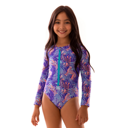 Amor Canelo Tropical Big Cats Long Sleeves Swimsuit