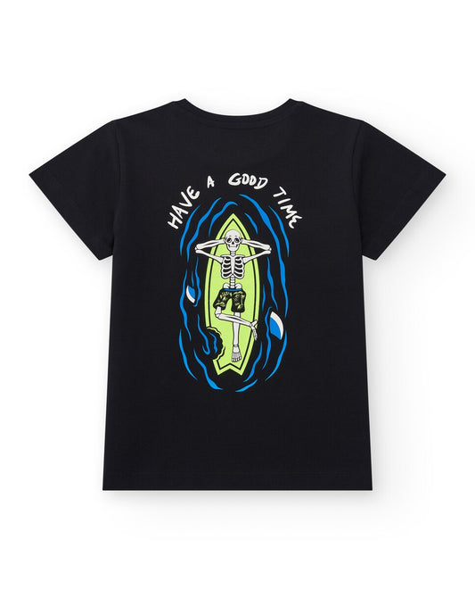 TucTuc Endless Summer Conjunto Camiseta para niño estampado en blanco con mensajes de playa y diversión Bermudas en amarillo con cintura ajustable y bolsillos
