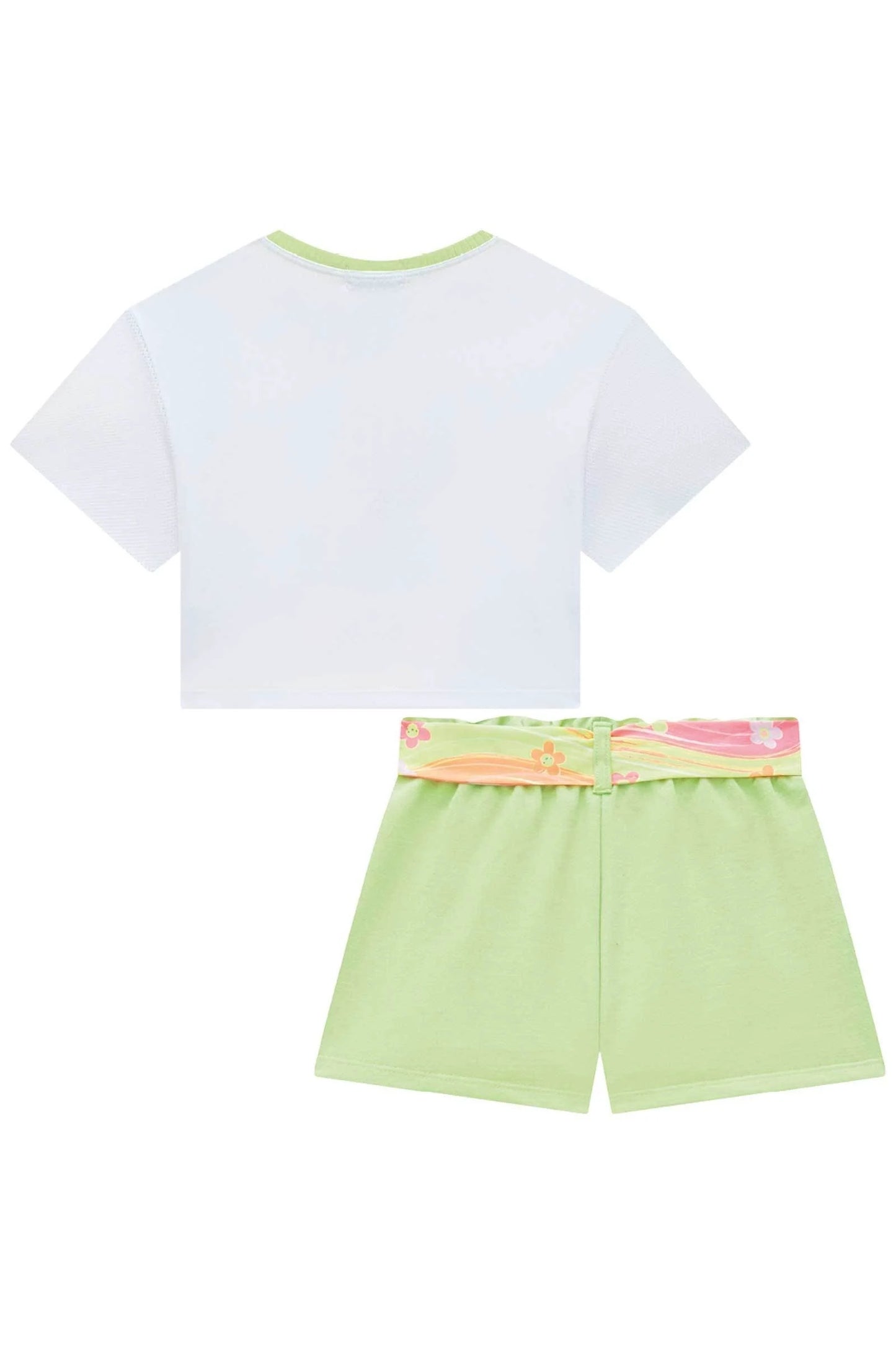 Kukiê Conjunto de blusa boxy over ‘em meia malha e shorts em moletom Ref. 75867