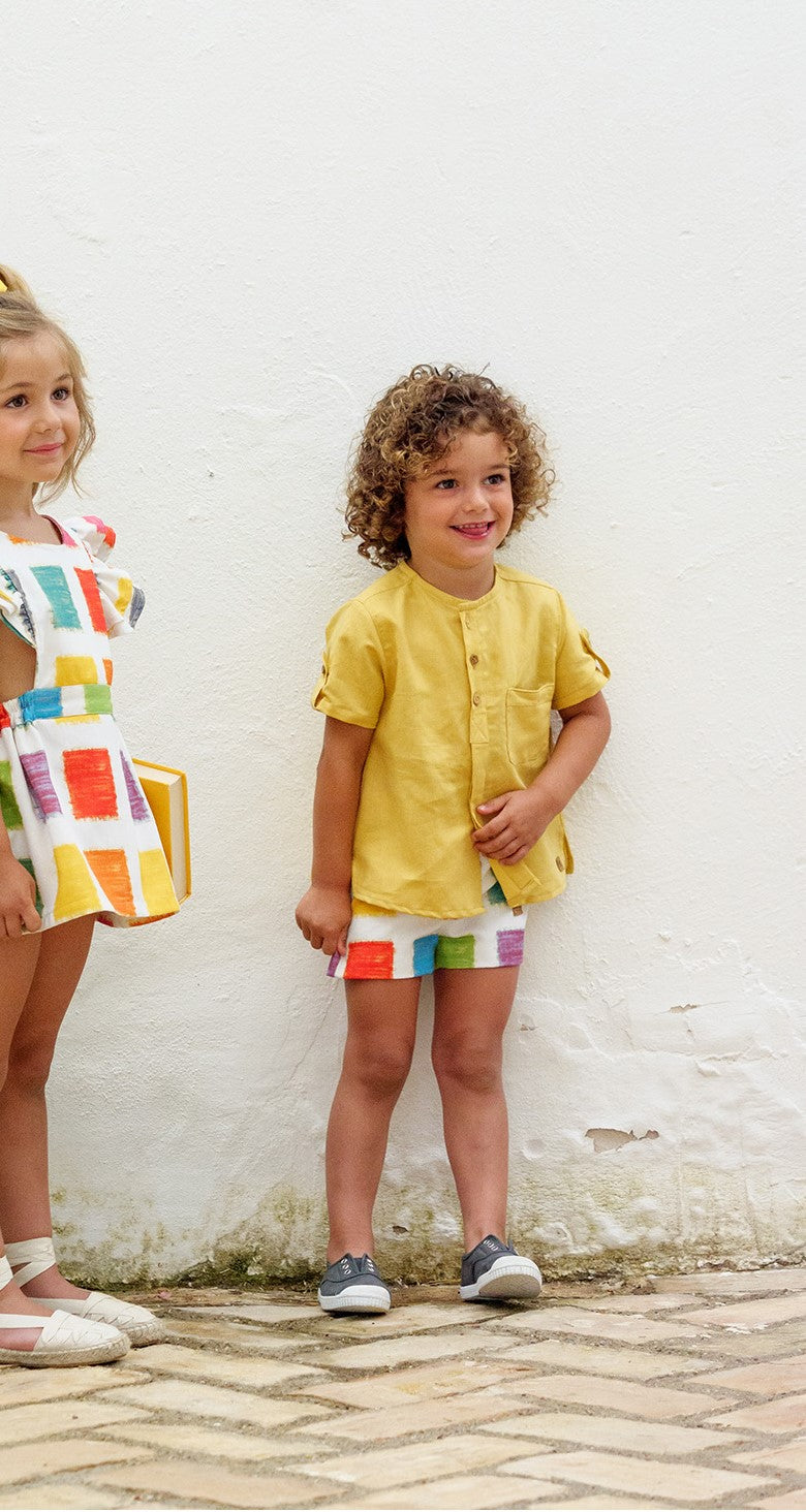 José Varón Conjunto Niño Camisa Menta Pantalón corto multicolor